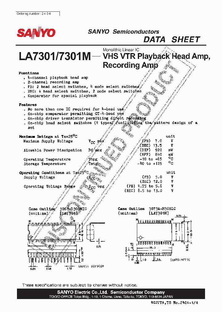 LA7301M_6948139.PDF Datasheet