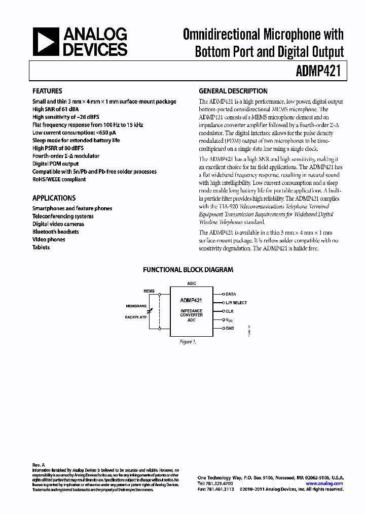 ADMP421ACEZ-RL_6950365.PDF Datasheet