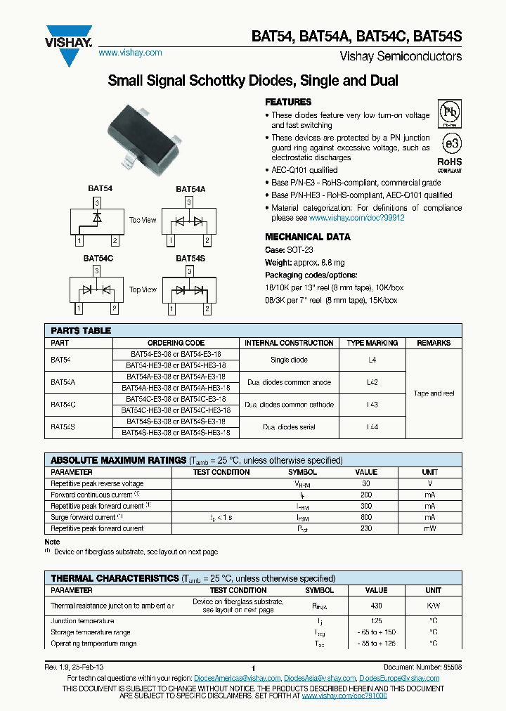 BAT54-GS08_6951274.PDF Datasheet