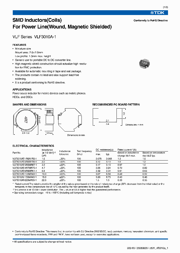 VLF3010AT-3R3MR87-1_6954164.PDF Datasheet