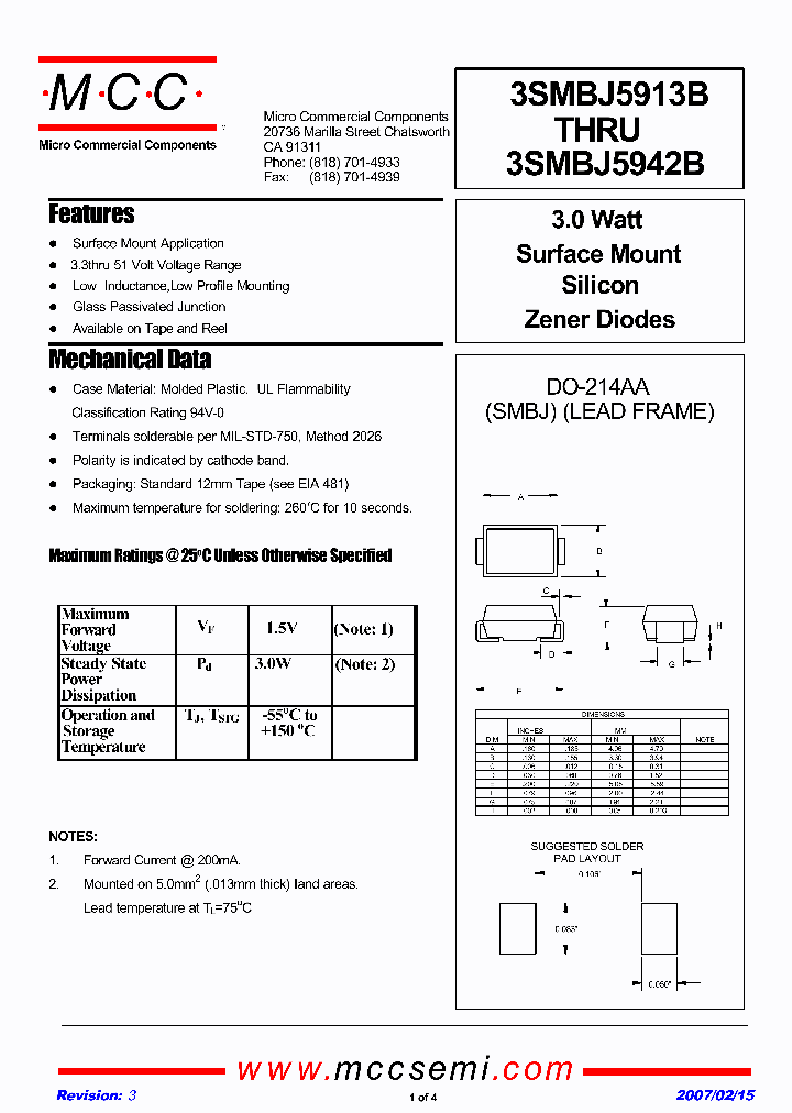 MICROCOMMERCIALCOMPONENTS-3SMBJ5928B_6962995.PDF Datasheet