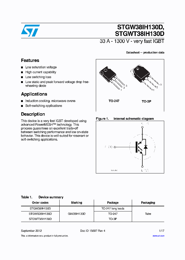 STGW38IH130D_6964525.PDF Datasheet