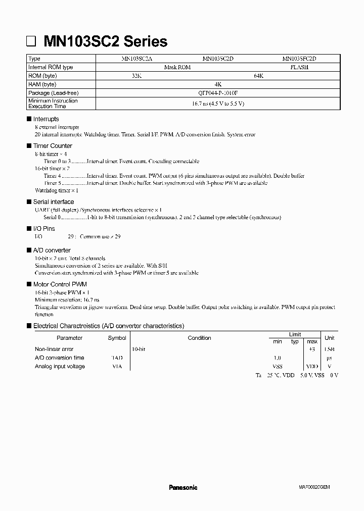 PANASONICCORP-MN103SFC2D_6966333.PDF Datasheet