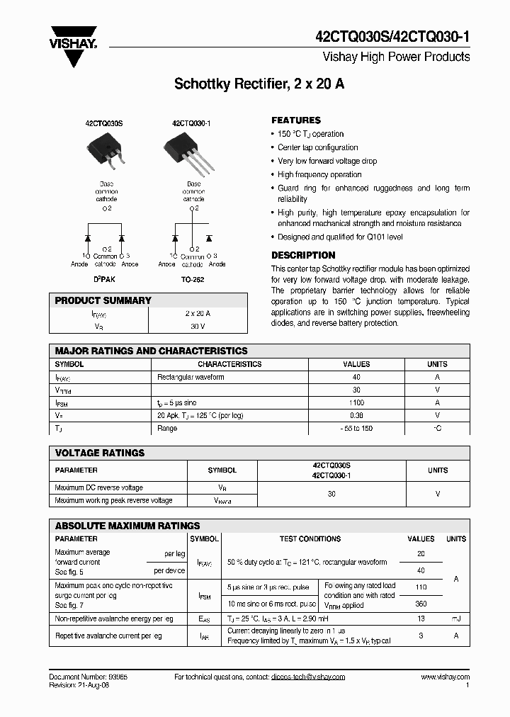 VS-42CTQ030STRLPBF_6969630.PDF Datasheet