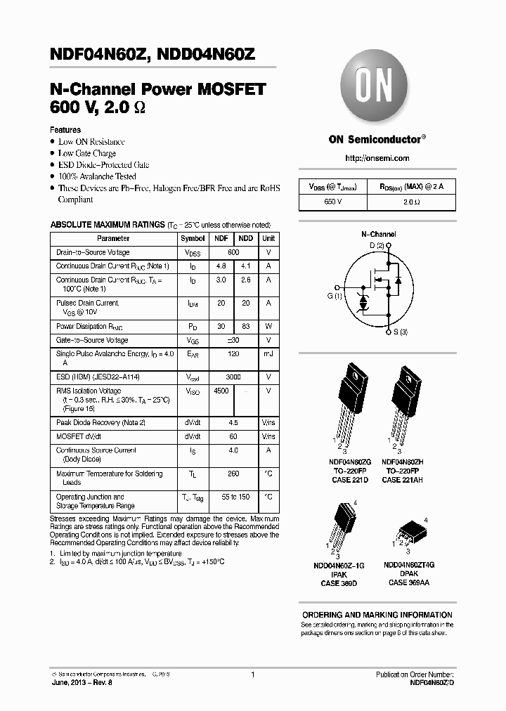 NDF04N60ZG_6970046.PDF Datasheet