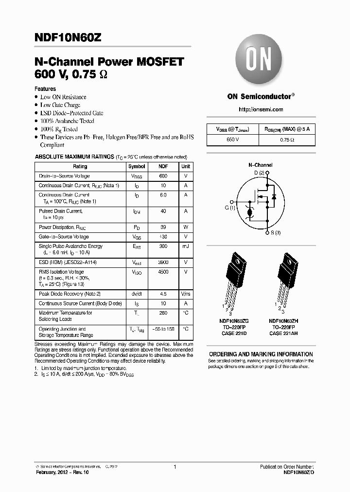 NDF10N60ZG_6970048.PDF Datasheet
