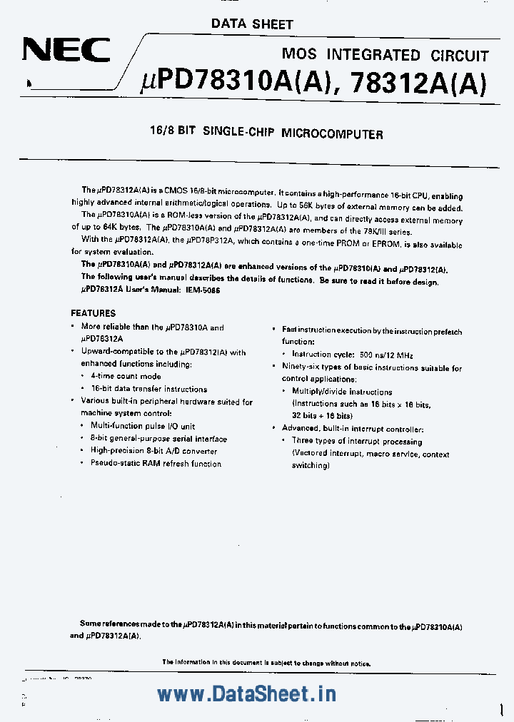 UPD78312A_6970203.PDF Datasheet