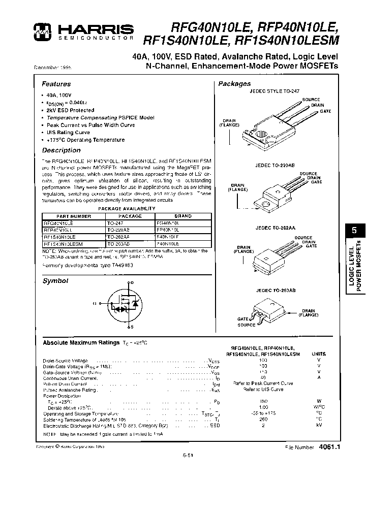 RFP40N10LE_6972888.PDF Datasheet