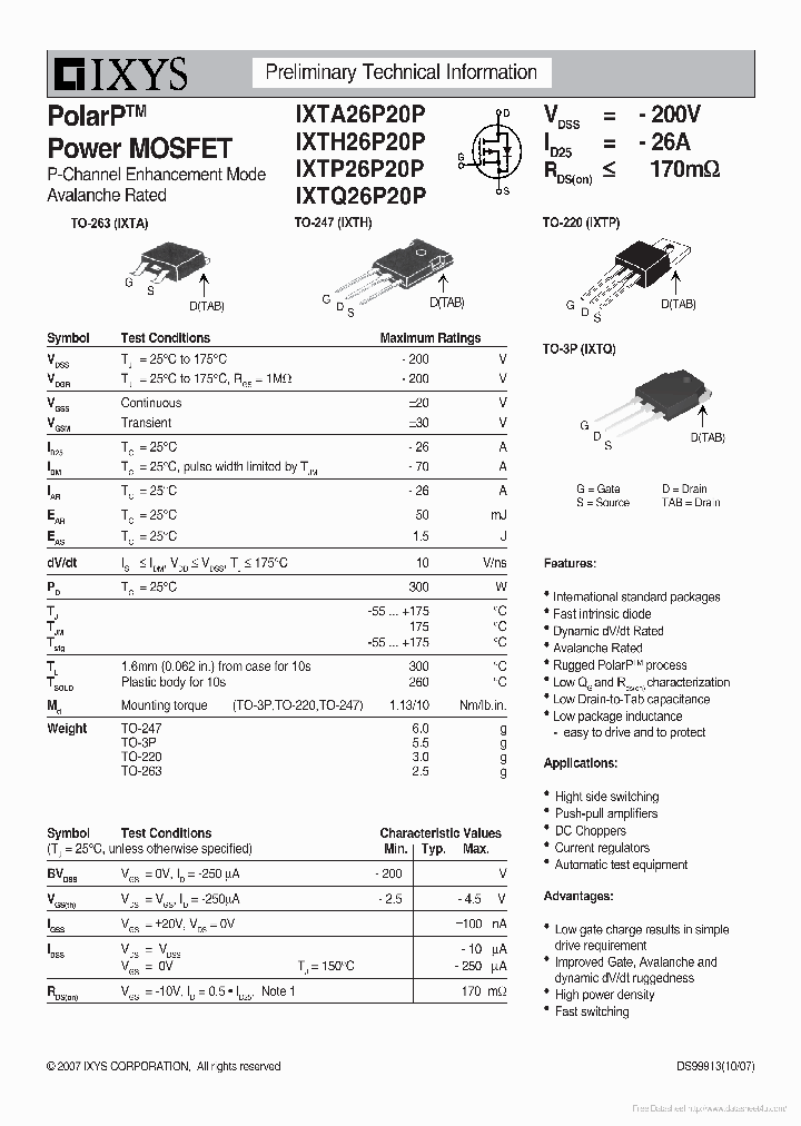 IXTA26P20P_6975385.PDF Datasheet