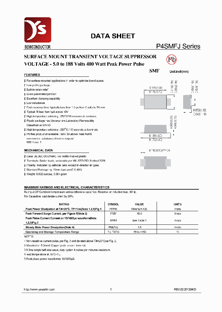 P4SMFJ22A_6980776.PDF Datasheet