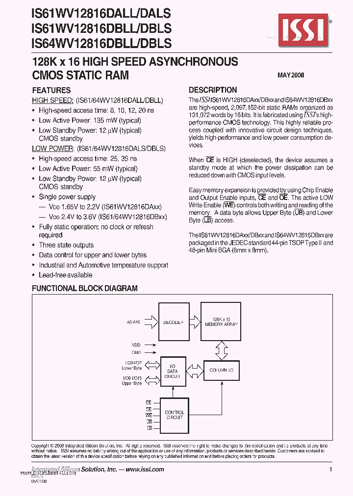 IS61WV12816DALS_6981763.PDF Datasheet