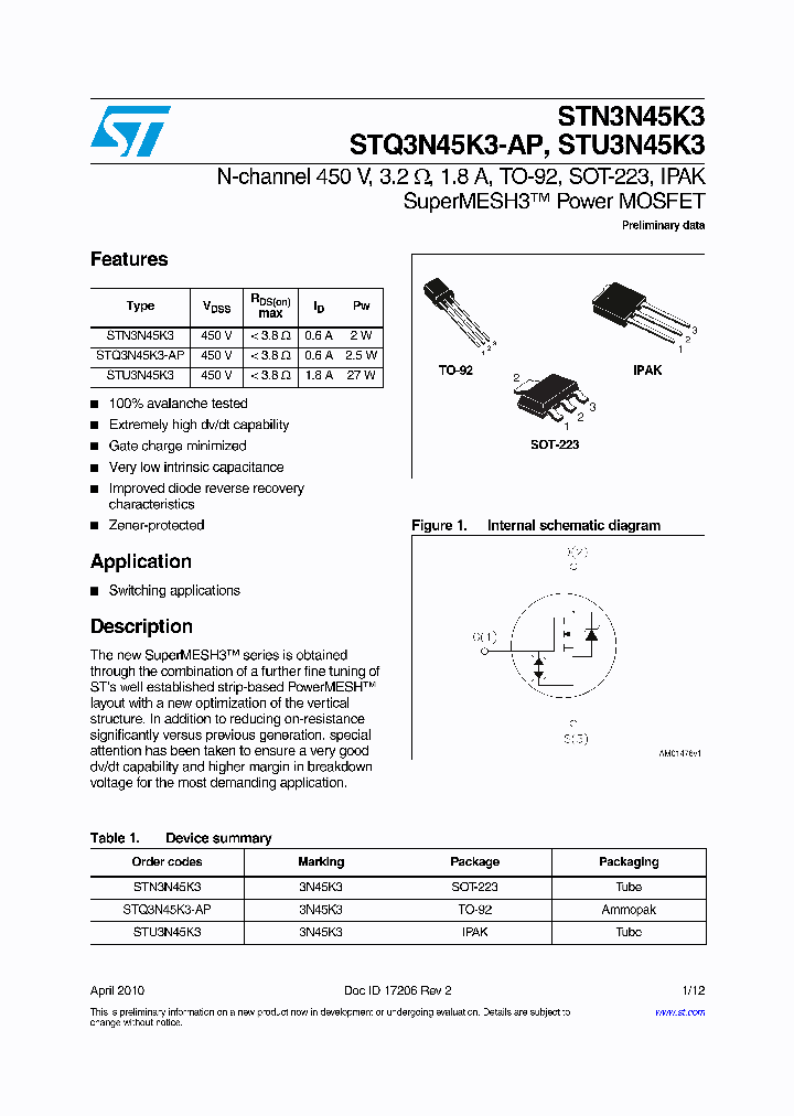 STN3N45K3_6982981.PDF Datasheet