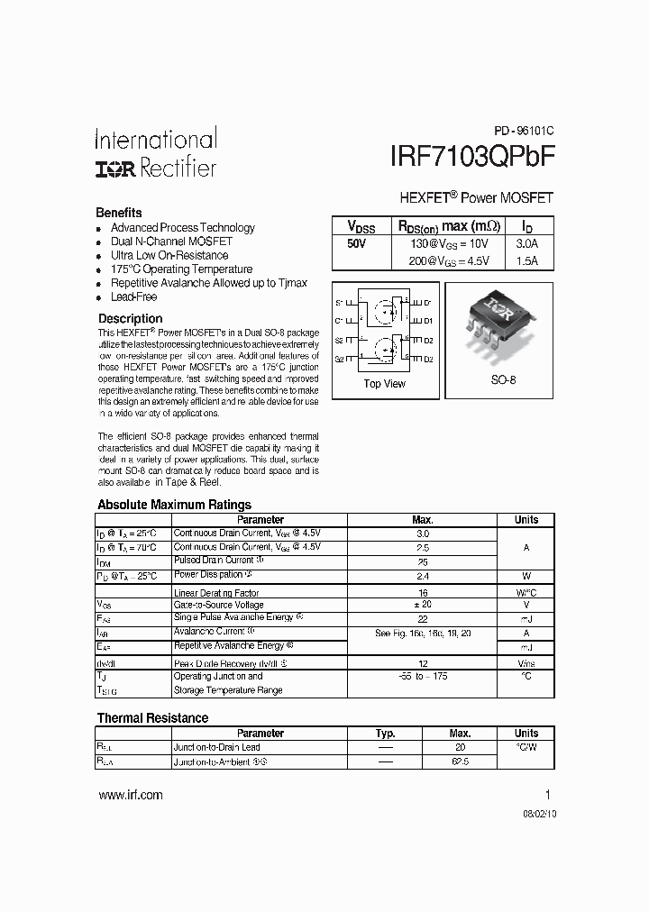 IRF7103QTRPBF_6993726.PDF Datasheet