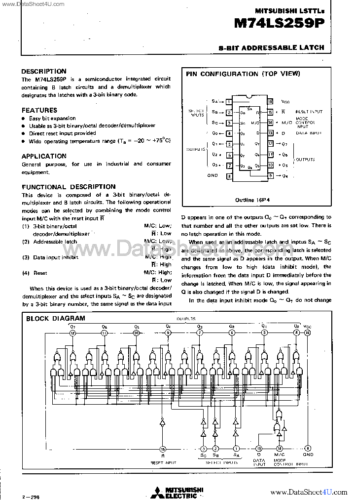 M74LS259P_6994714.PDF Datasheet