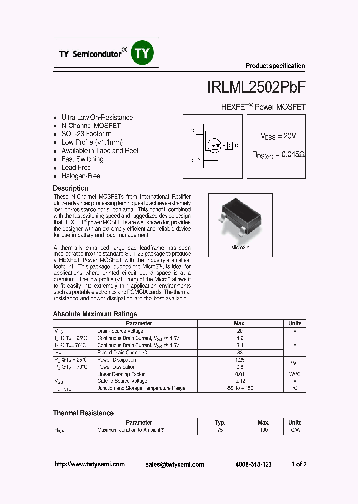 IRLML2502TRPBF_6998198.PDF Datasheet