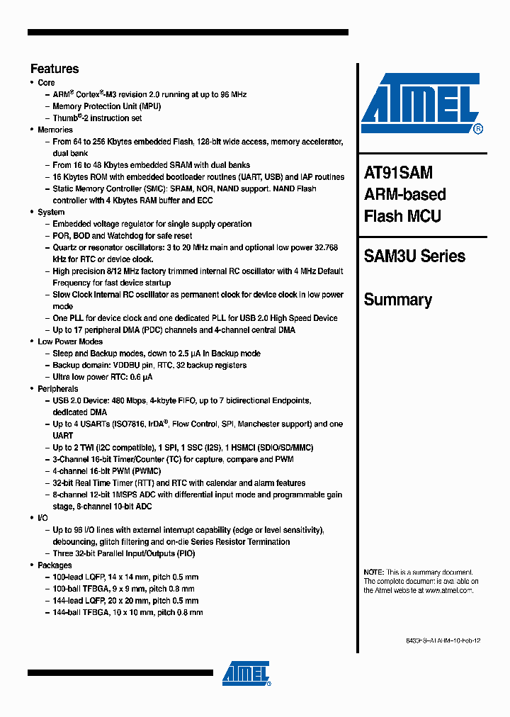 ATSAM3U1CB-AU_6998507.PDF Datasheet