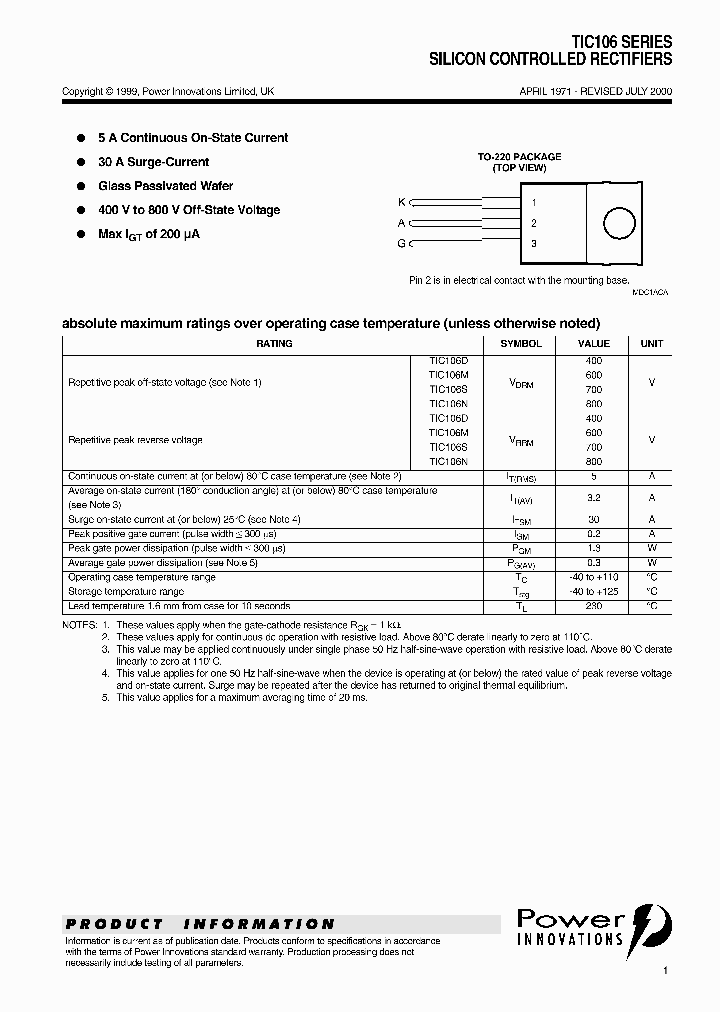 TIC106D_6999726.PDF Datasheet
