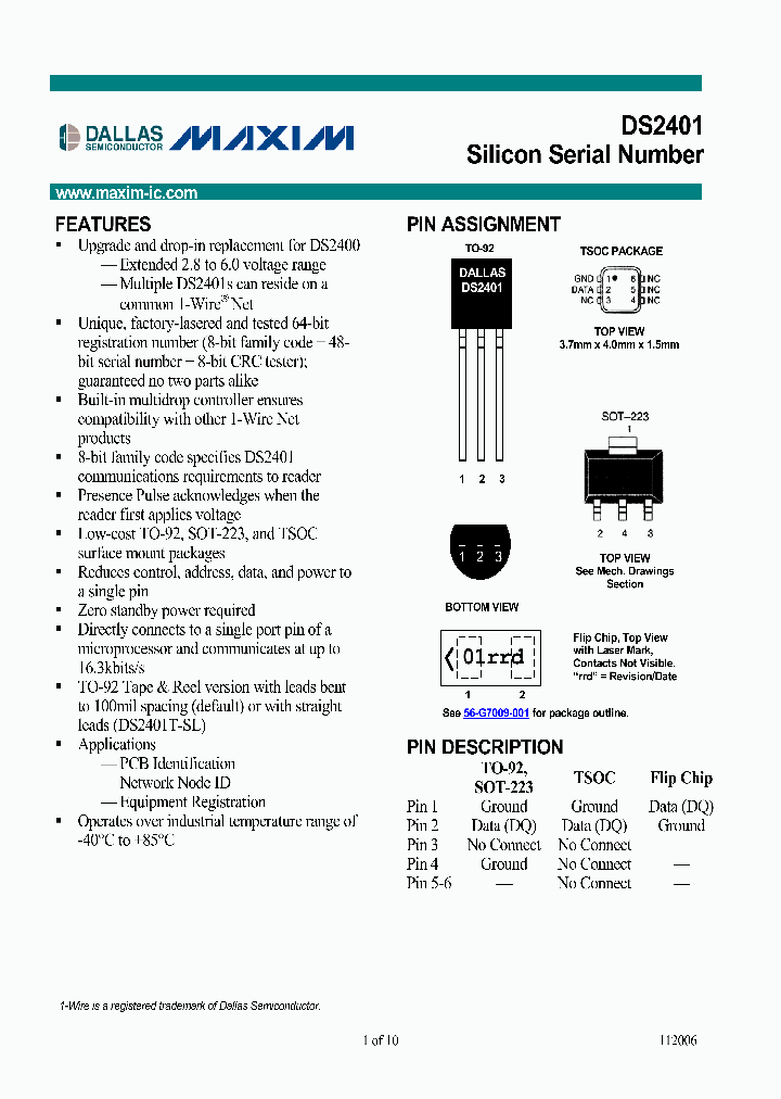 DS2401X1_7001014.PDF Datasheet