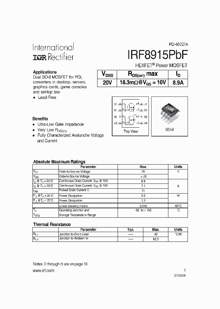 IRF8915PBF08_7002218.PDF Datasheet