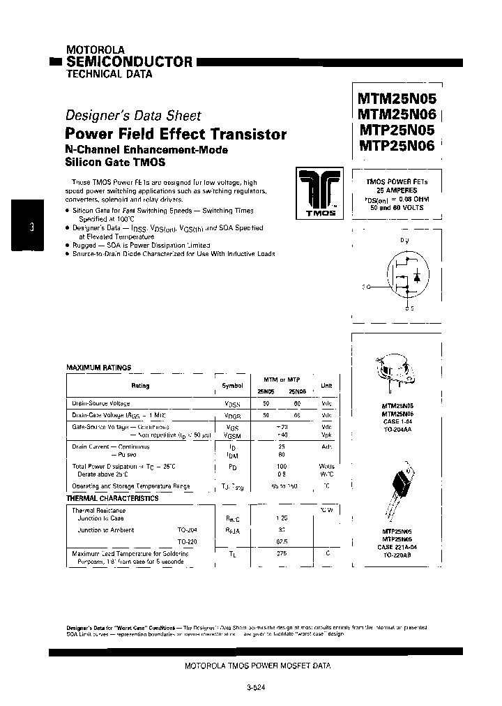 MTP25N05_7009245.PDF Datasheet