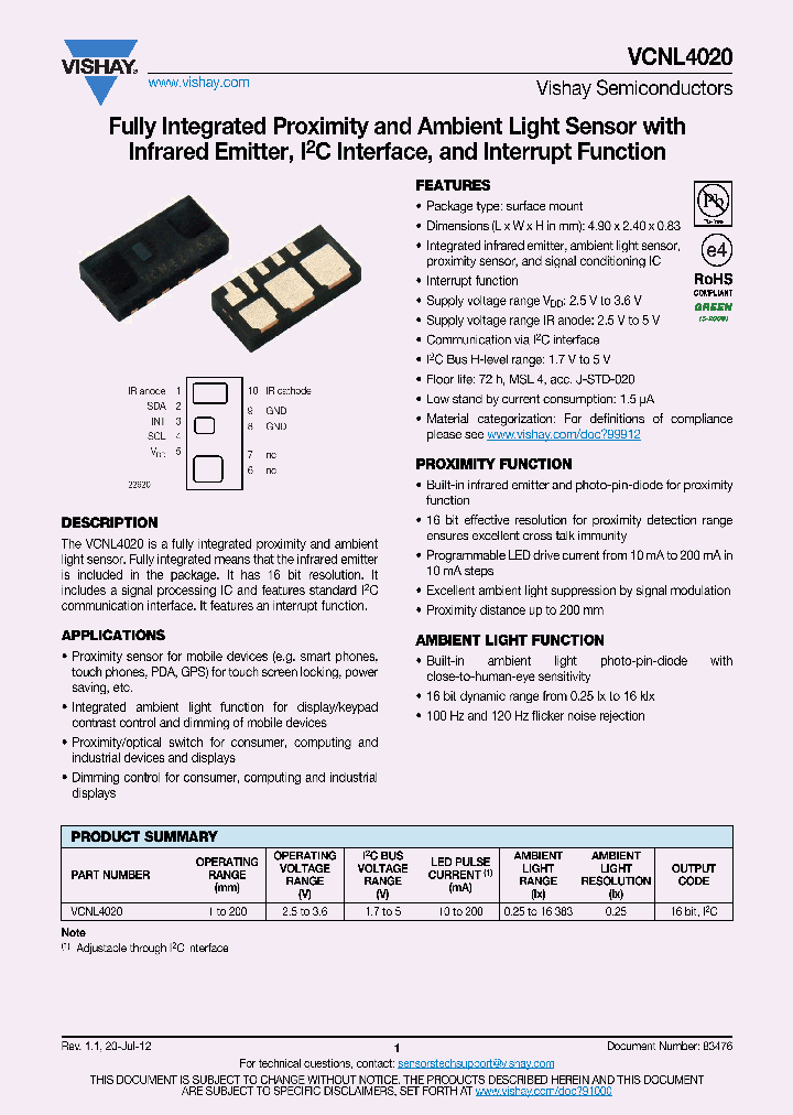 VCNL4020_7009450.PDF Datasheet