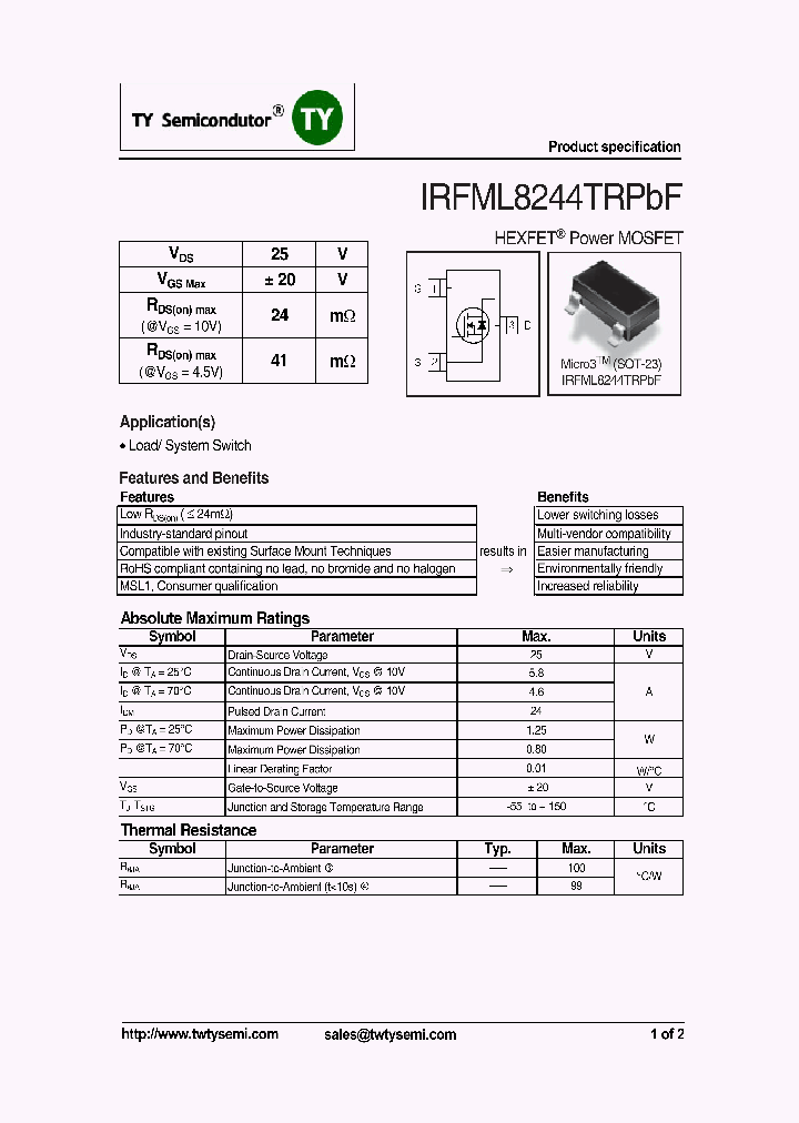 IRFML8244TRPBF_7009866.PDF Datasheet