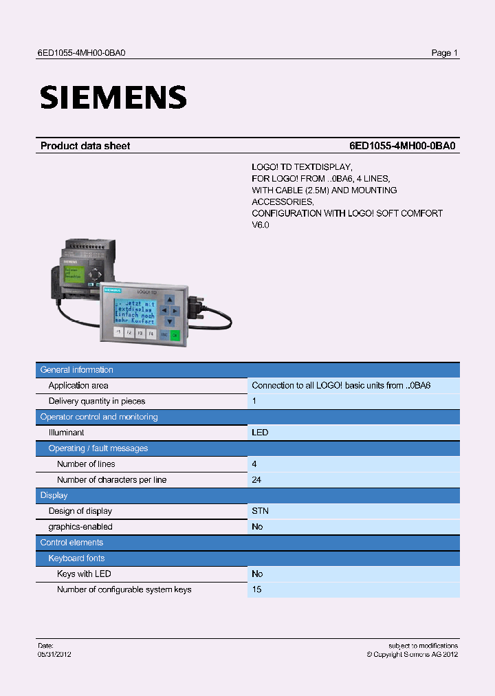 6ED10554MH000BA0_7011408.PDF Datasheet