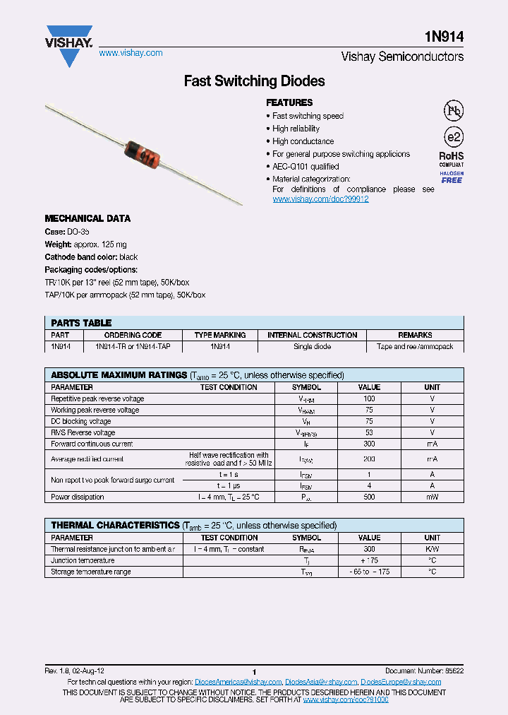VISHAYSEMICONDUCTORS-1N914TAP_7012097.PDF Datasheet