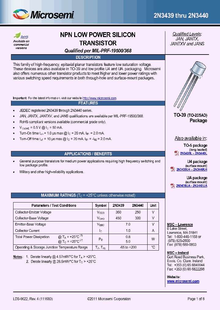 JANS2N3439_7012293.PDF Datasheet