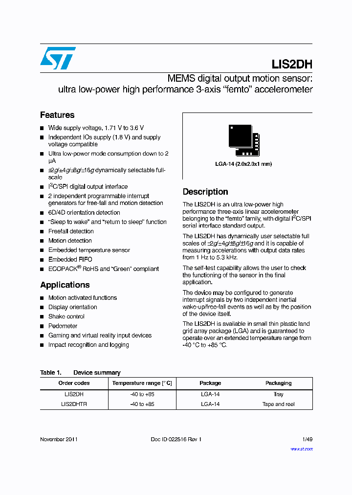 LIS2DH_7013166.PDF Datasheet