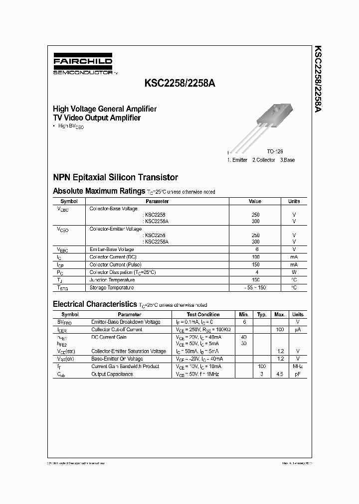 FAIRCHILDSEMICONDUCTORCORP-KSC2258STU_7013442.PDF Datasheet