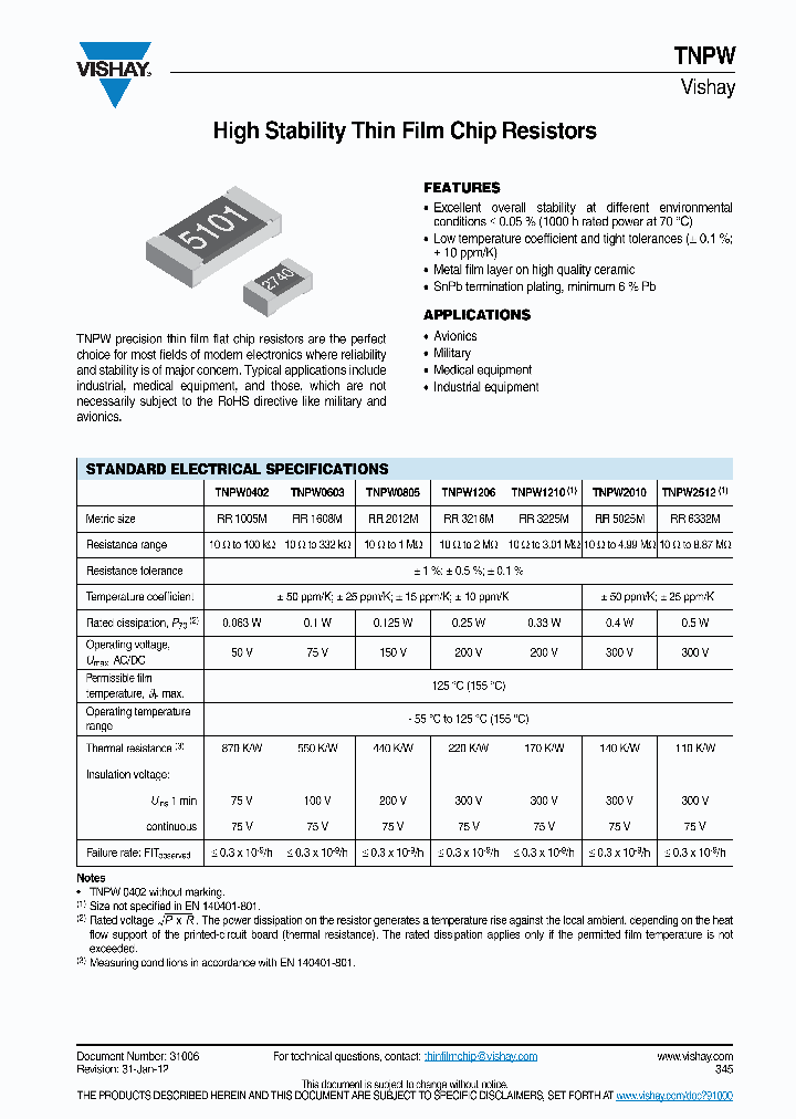 TNPW1206301KBEEN_7014066.PDF Datasheet