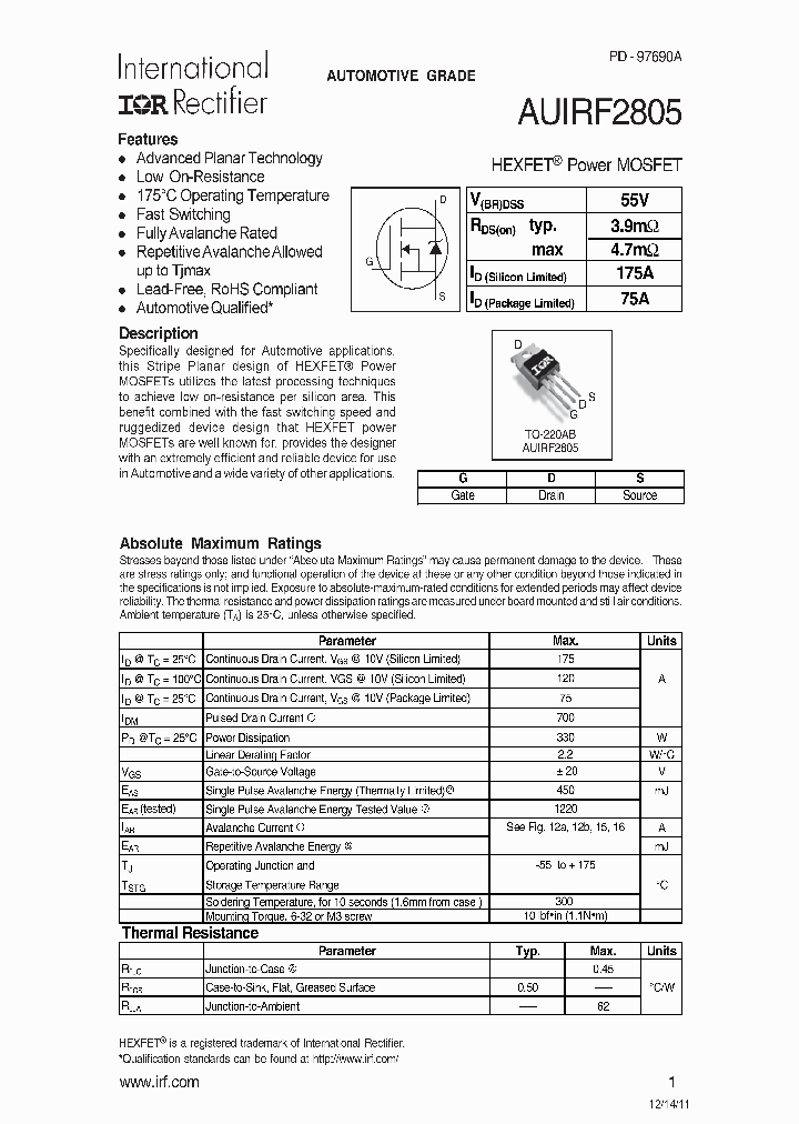 AUIRF2805_7015514.PDF Datasheet