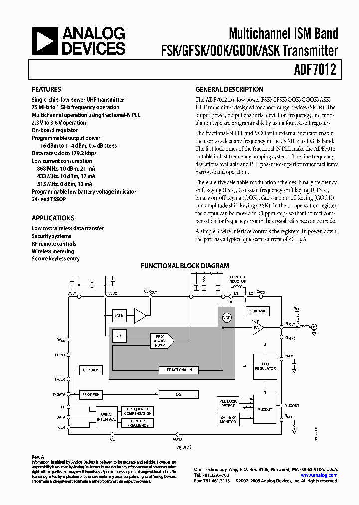 ADF7012BRUZ-RL_7015650.PDF Datasheet