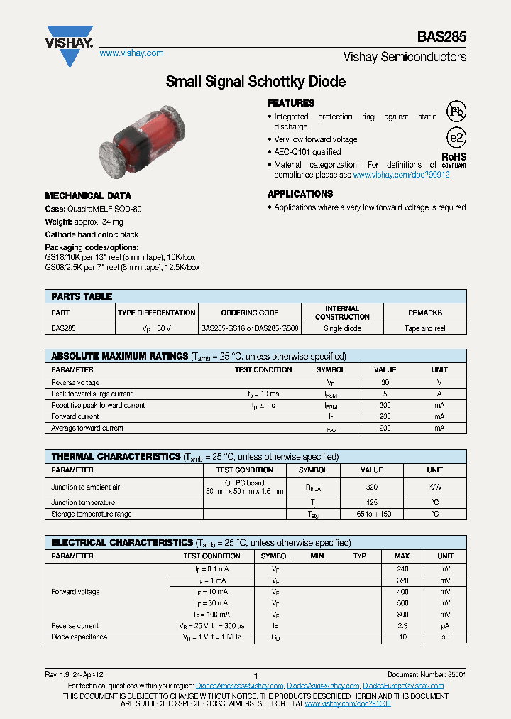 BAS285-GS08_7035201.PDF Datasheet