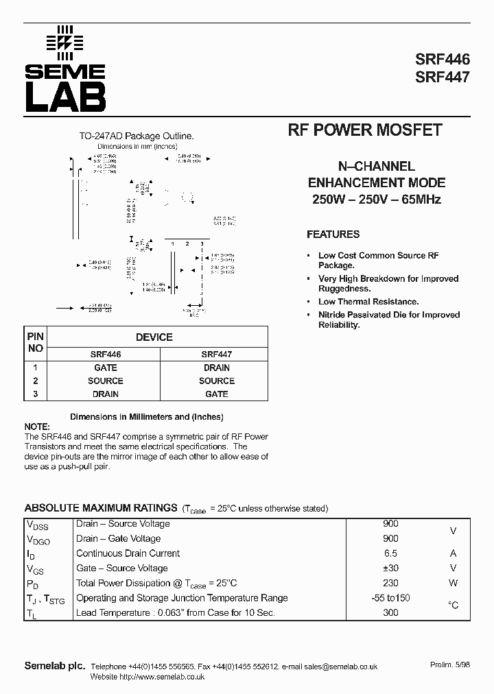SRF447_7033979.PDF Datasheet