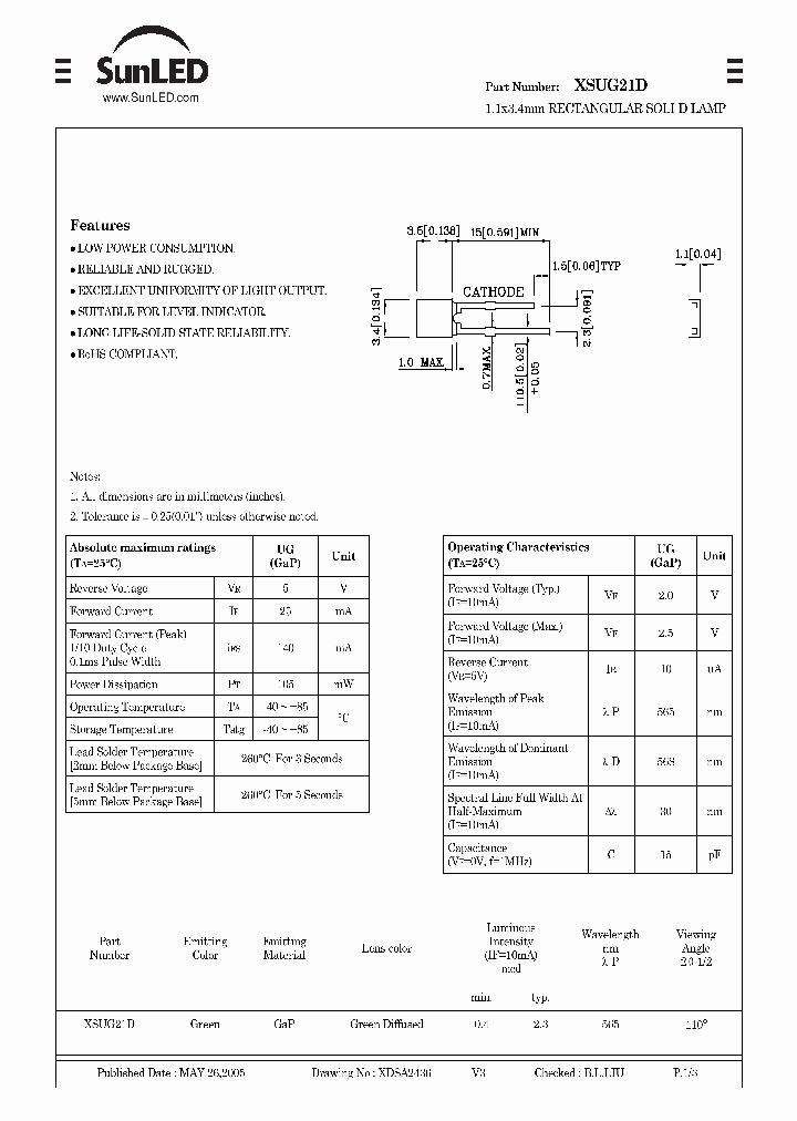 SUNLEDCOMPANYLTD-XSUG21D_7033527.PDF Datasheet