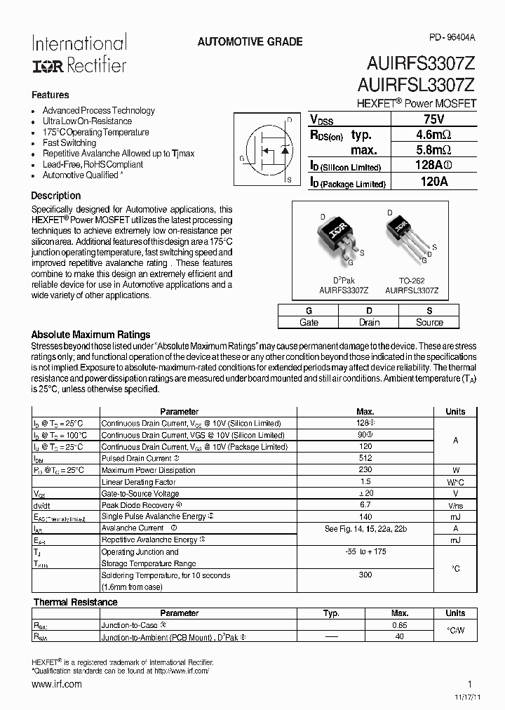 AUIRFS3307ZTRL_7045577.PDF Datasheet