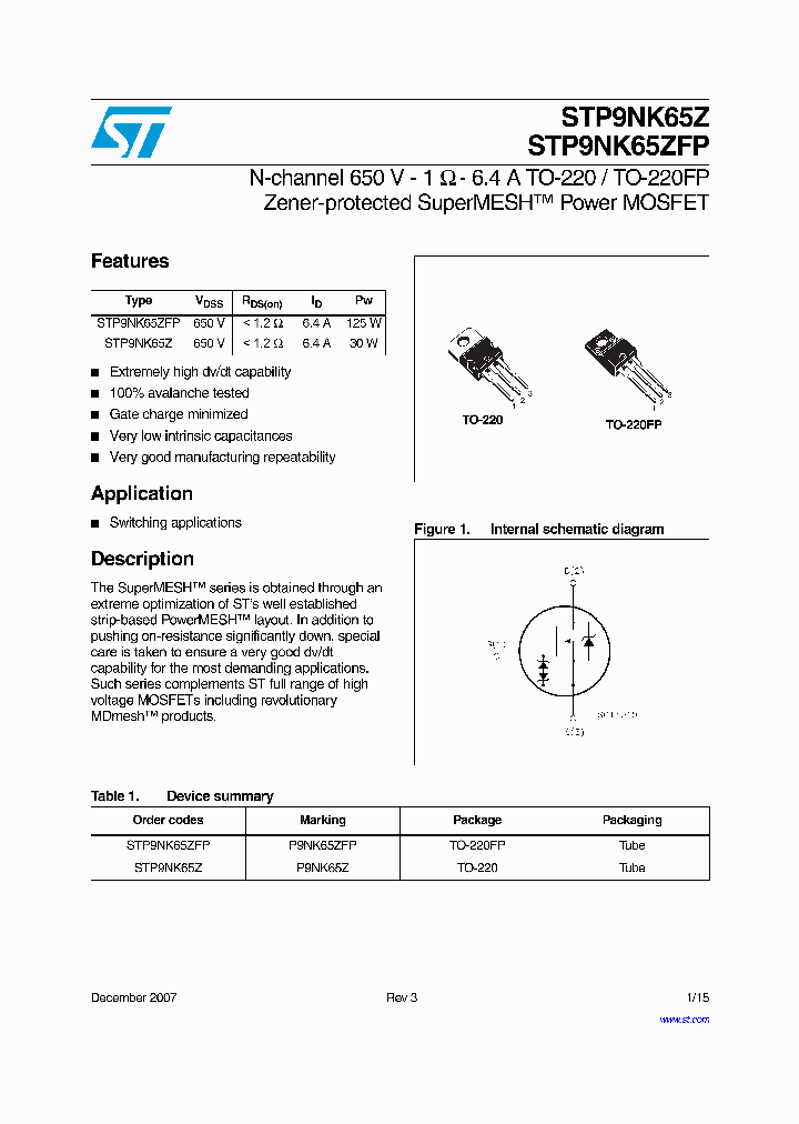 STP9NK65Z07_7045280.PDF Datasheet