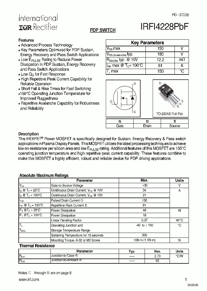 IRFI4228PBF_7053357.PDF Datasheet