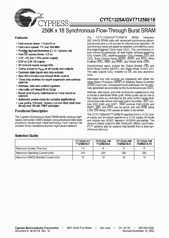 CY7C1325A-117BGC_7048102.PDF Datasheet