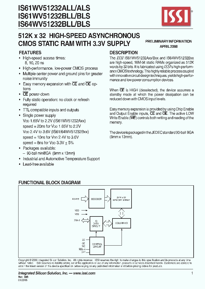 IS61WV51232BLL-10BI_7070798.PDF Datasheet