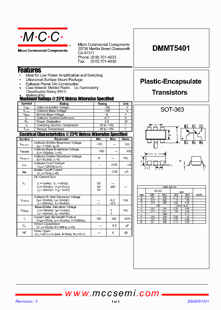 DMMT5401-TP_7073312.PDF Datasheet