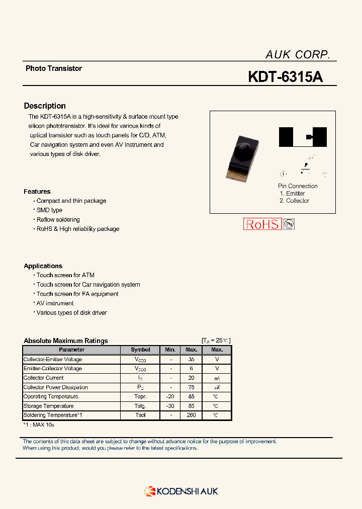 KDT-6315A_7095508.PDF Datasheet