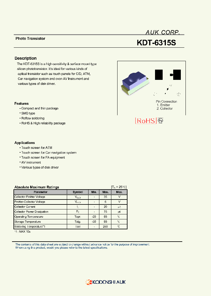 KDT-6315S_7095509.PDF Datasheet