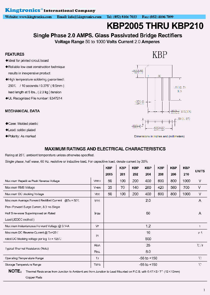 KBP206_7099680.PDF Datasheet