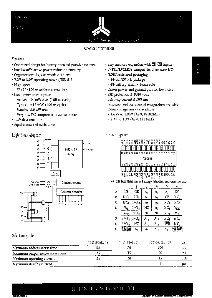 AS7C251026LL-55BI_7090877.PDF Datasheet