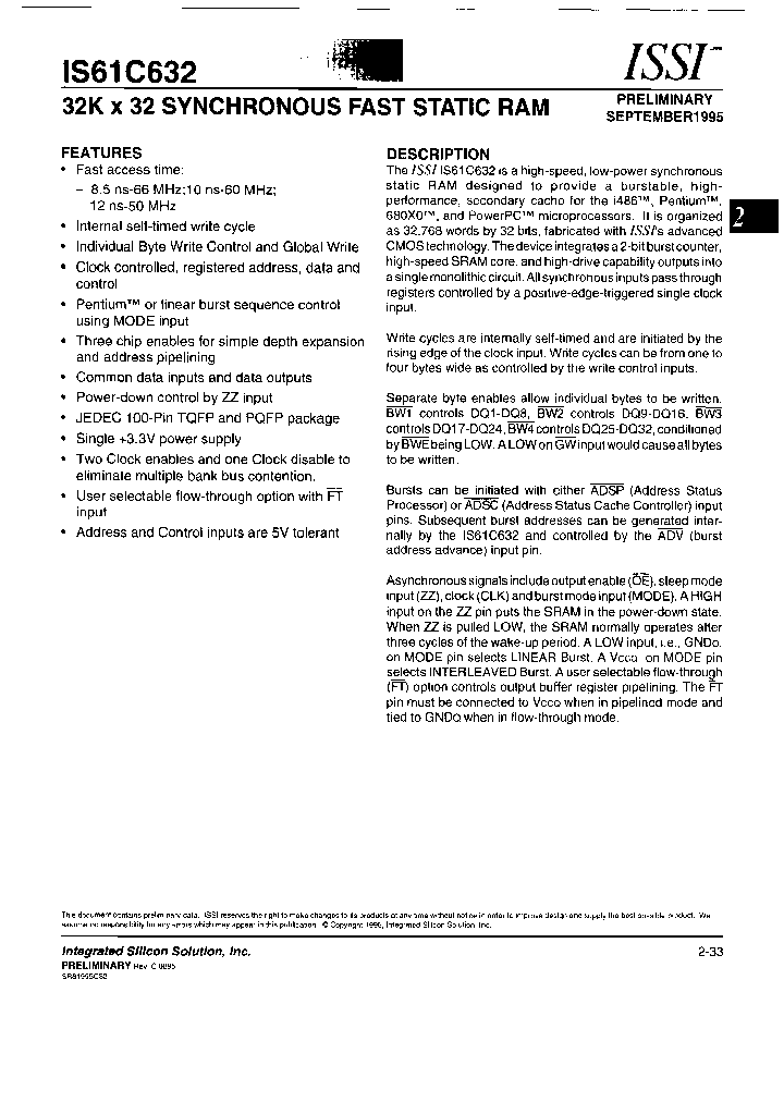IS61C632-8TQ_7099220.PDF Datasheet
