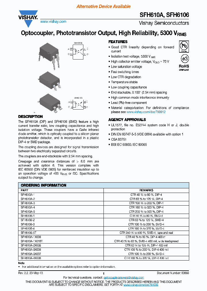 SFH610A-2X001_7113027.PDF Datasheet