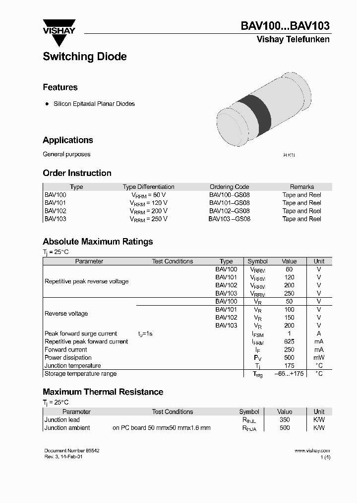 BAV103-GS08_7116669.PDF Datasheet